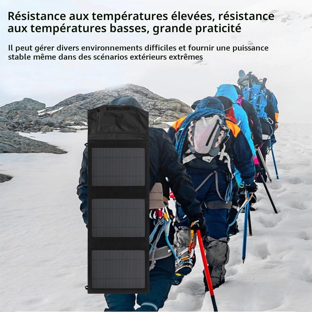 Chargeur de Panneau Solaire Pliant 45W avec téléphone USB-C et USB-A, Alimentation, Tablette QC3.0 Sortie - Camping, Marche, Sac à Dos Voyage imperméable