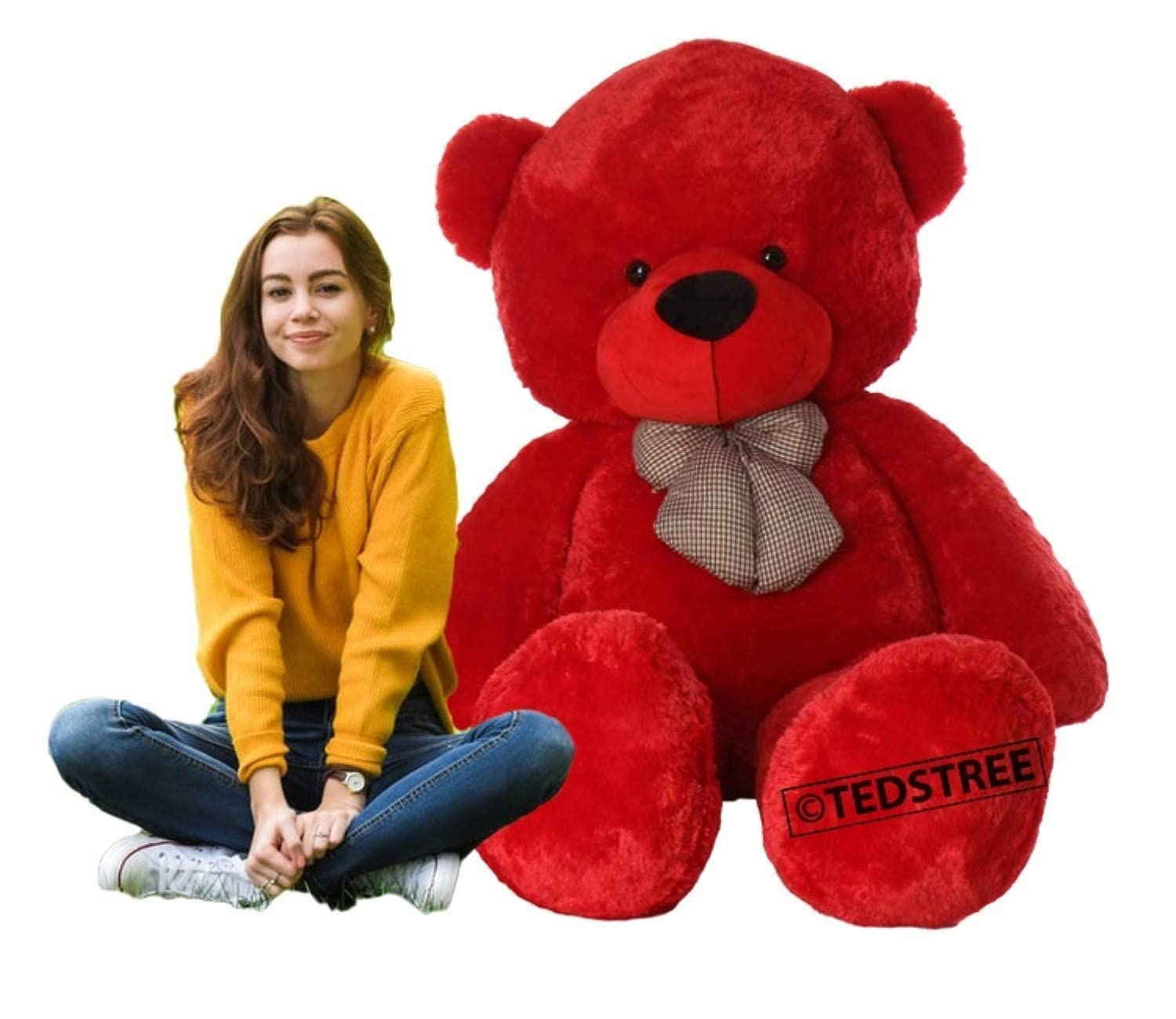 TEDSTREE 4 Feet/121cm Red Skin Friendly Lovable & Huggable Cute Super Soft Teddy Bear for Girlfriend/Birthday Gift/Boy/Girl (Red -4 Feet /121cm)