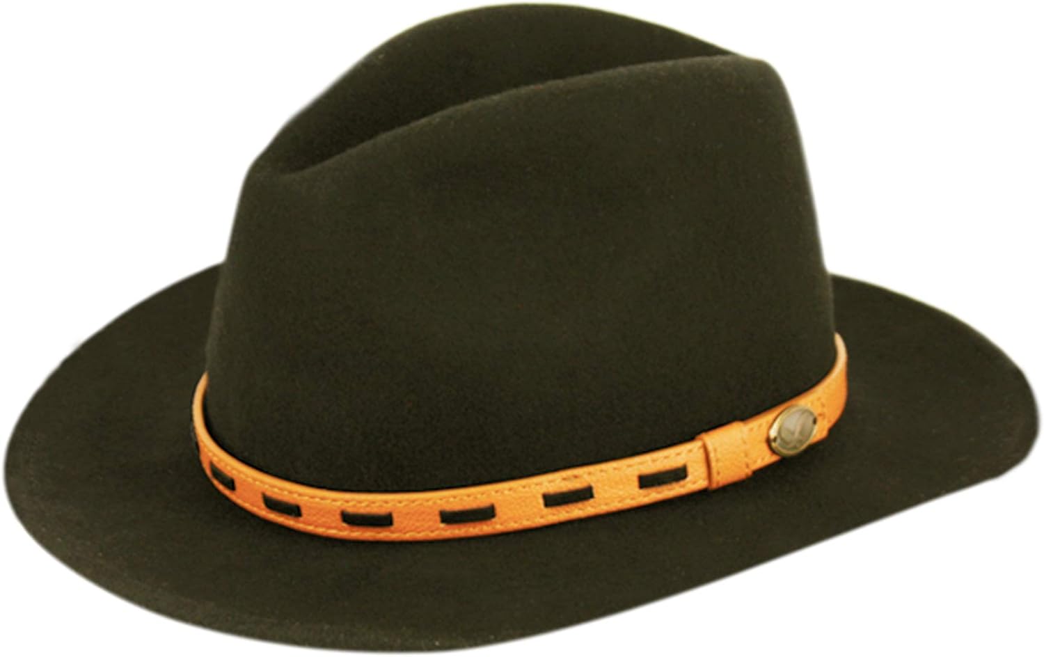 Epoch hats company Men's Wool Felt Outback Fedora with Grosgrain or Faux Leather Band