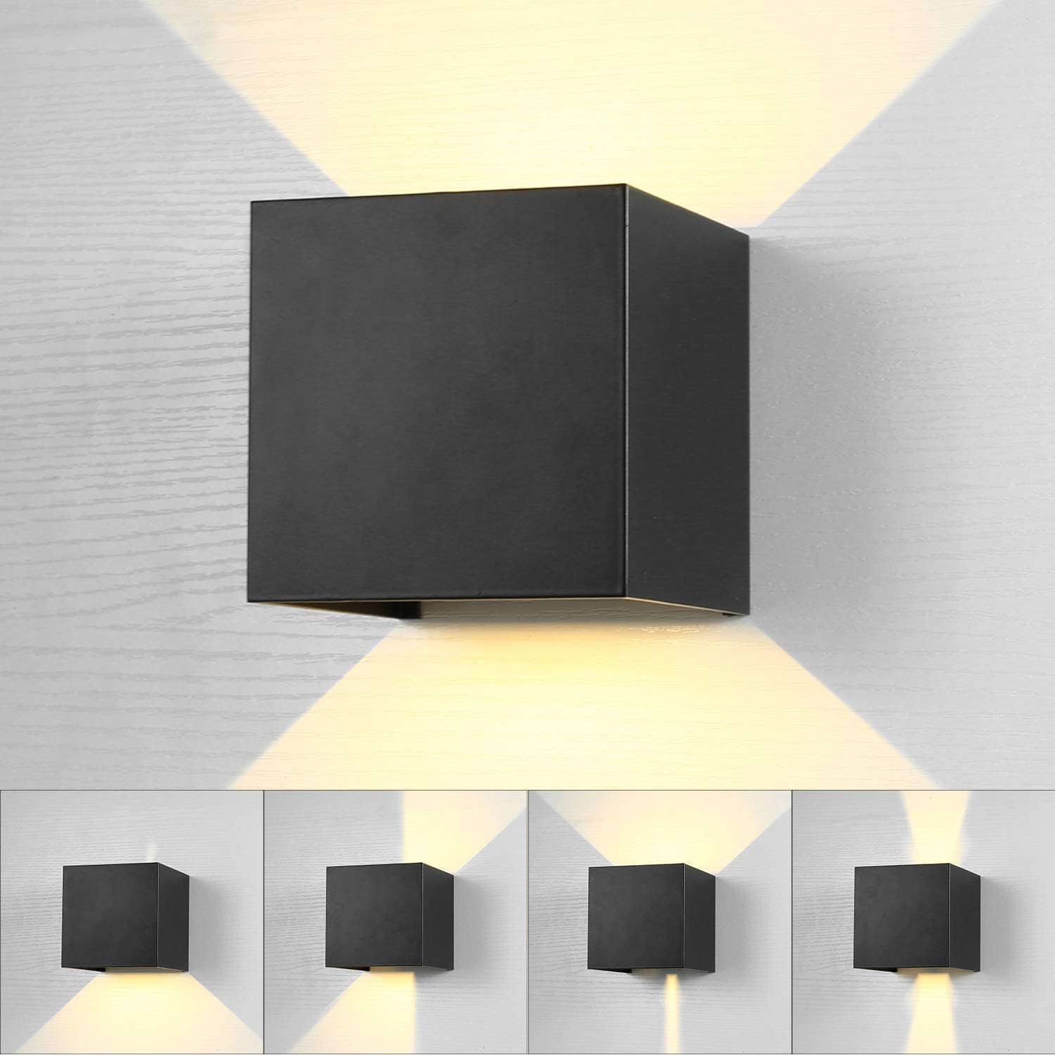 Lightess LED Wall Light Outdoor IP65 Waterproof Up and Down Wall Lamp Indoor Bedroom Wall Light Black Wall Sconce 120° Adjustable Beam Angle for Hall Staircase Garden Garage Bathroom Warm White [Energy Class F]