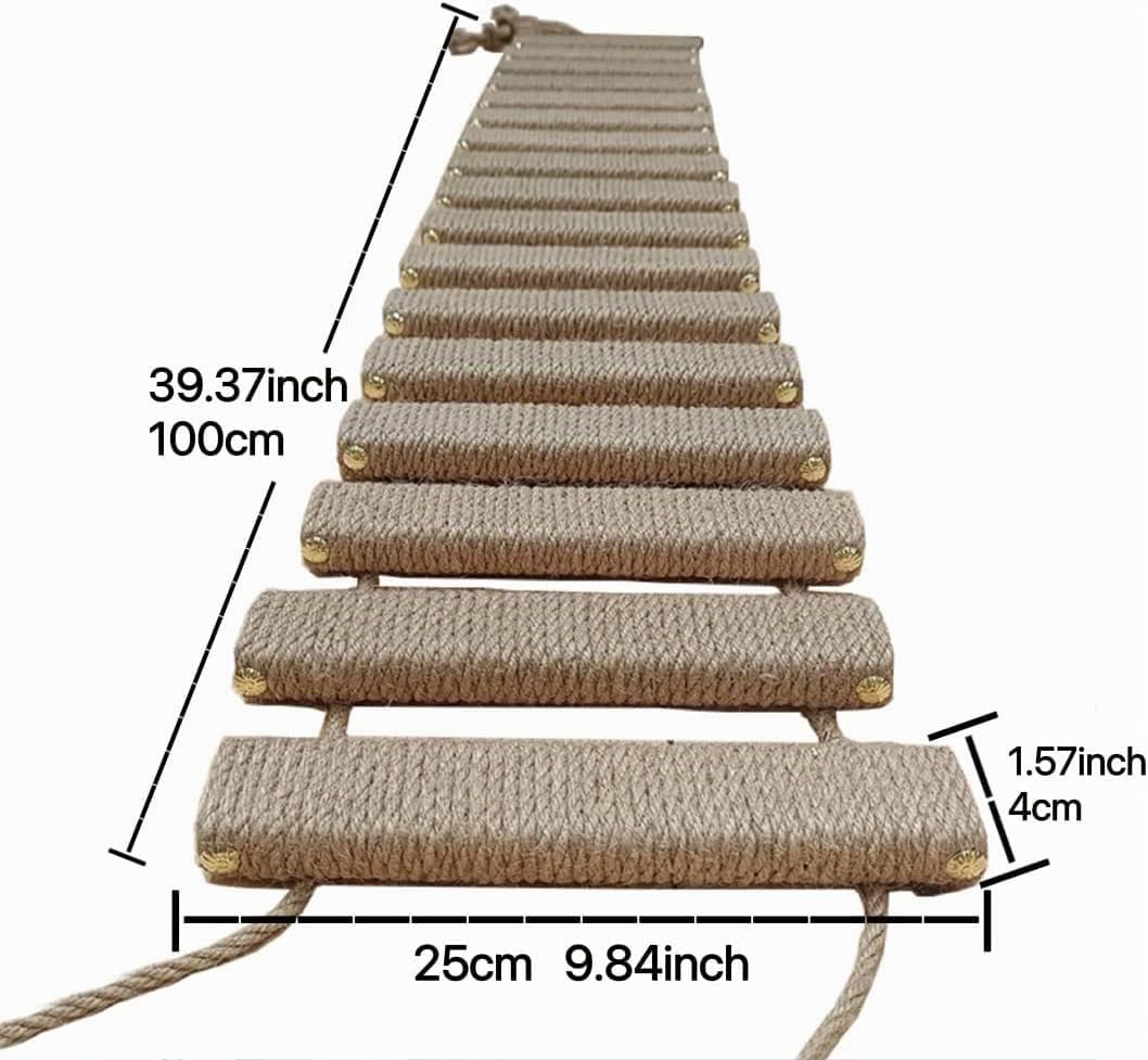 Scaletta per gatti da parete per gatti con gabbia in sisal corda per arrampicata per e gatti(scala in sisal completa di 100 cm)