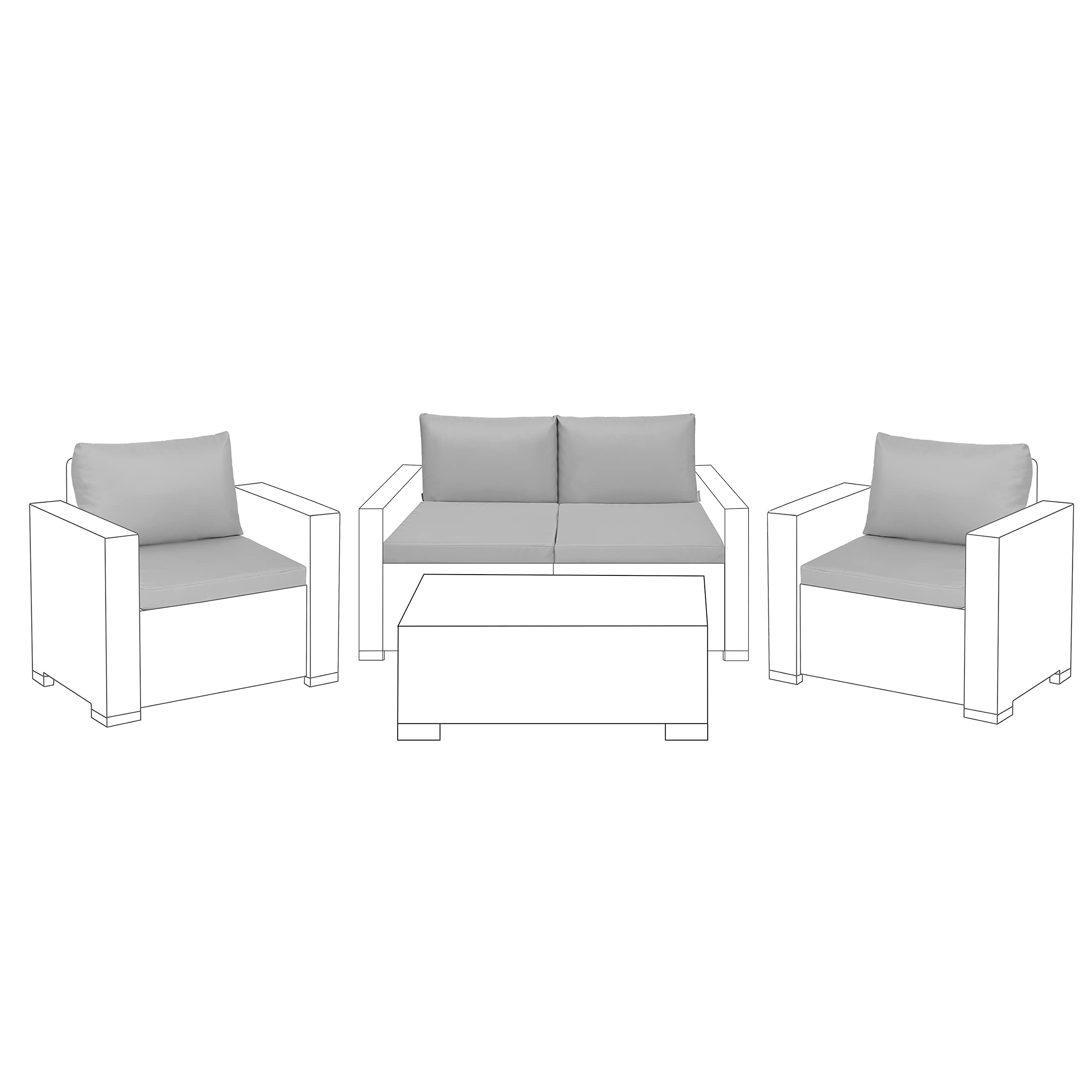 Gardenista Lot de 8 coussins de chaise d'extérieur pour meubles en rotin | Coussins de meubles de jardin pour Californie | Résistants à l'eau, rembourrage de chaise de patio | Légers et durables(gris)