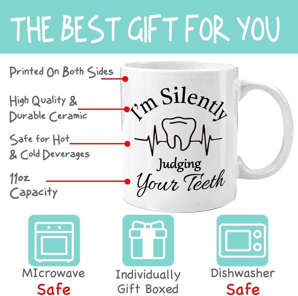 I’m Silently Judging Your Teeth Dentist Mug Gifts for Women - Dental Assistant Gift - Christmas Gift for Dentist - Dental Hygienist Gifts