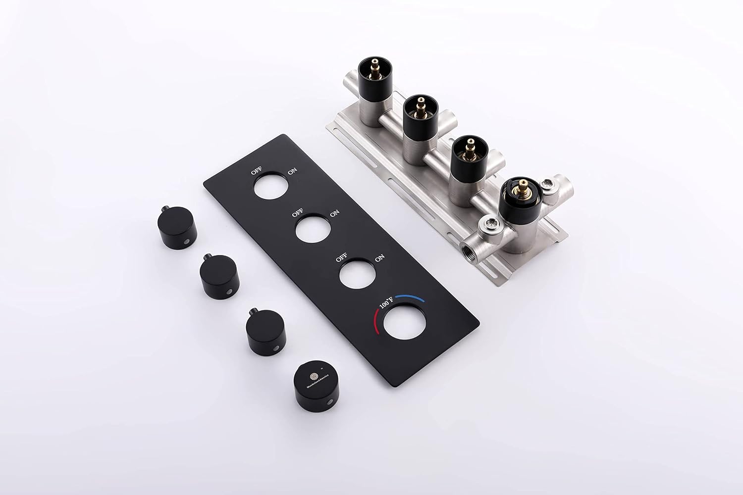 Matte Black 3 Function Thermostatic Faucet Set with Ceiling 16" Rain Shower Head, High Pressure 6", and Handheld Spray
