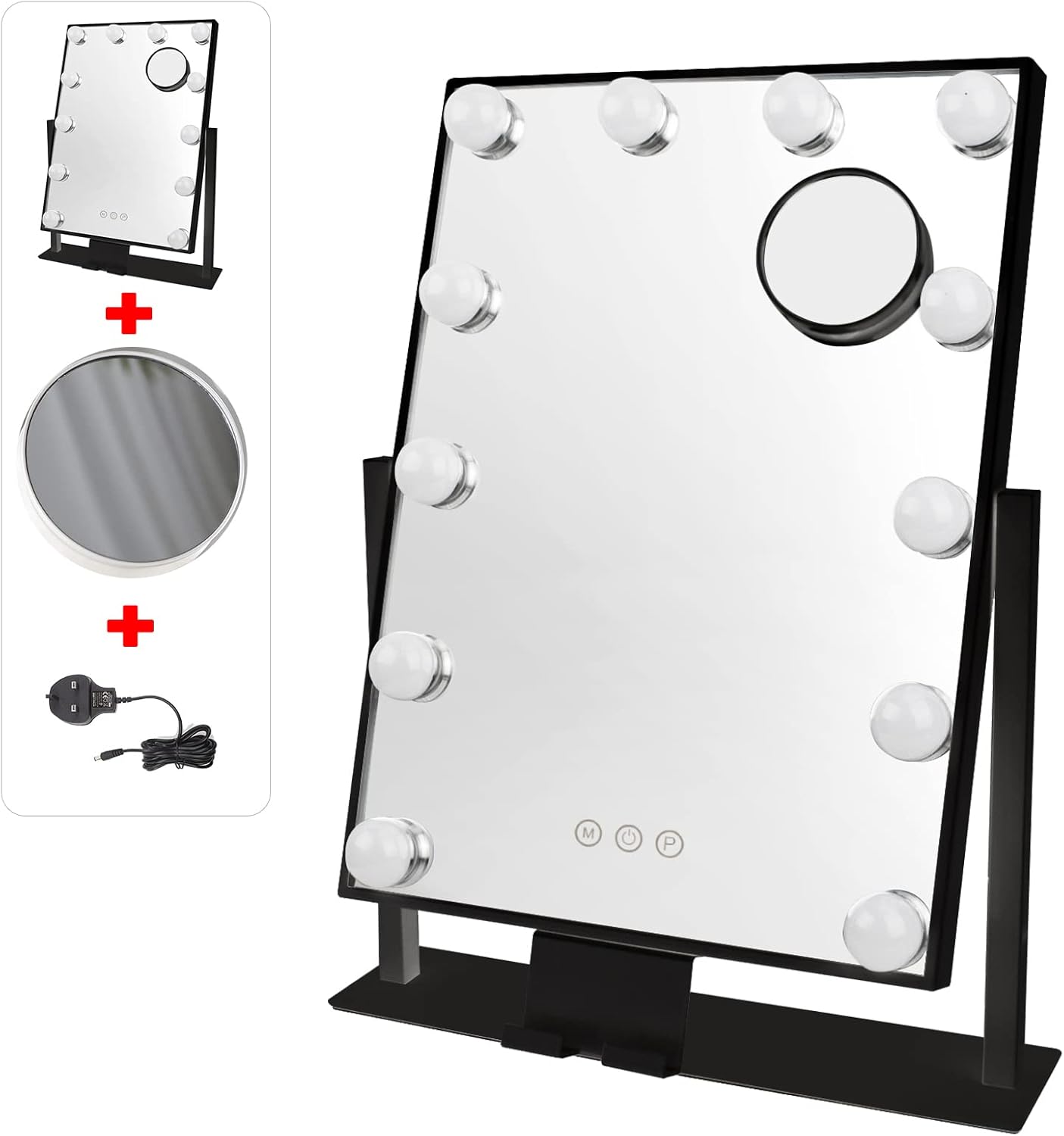 Anmas Power Hollywood Makeup Mirror with 12pcs Dimmable LED Lights, 30