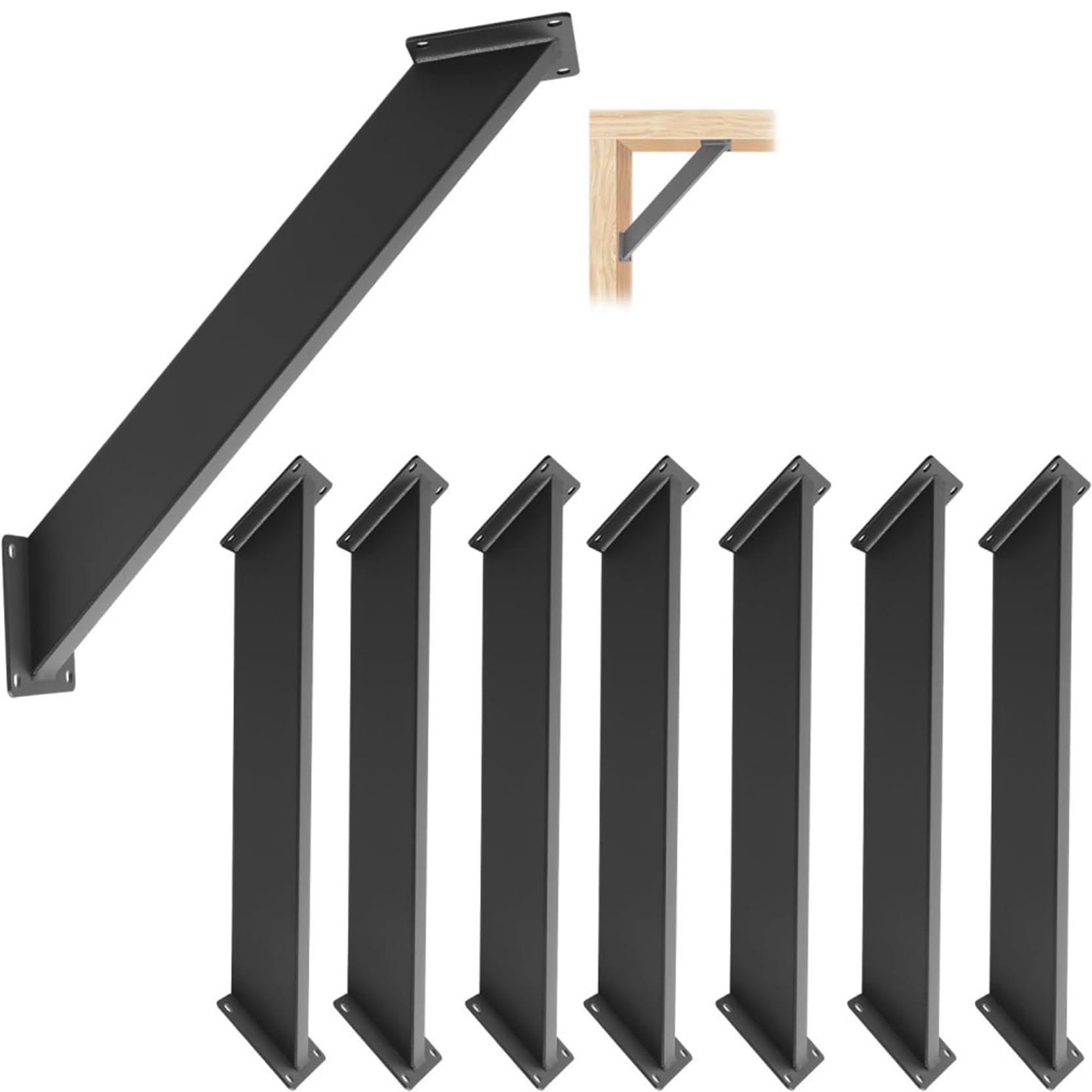 Kit di staffe per carichi Pesanti - 8 staffe a 45 Gradi con Rivestimento Nero per l'installazione e Il Supporto di strutture Come Gazebo, patii e Cortili.