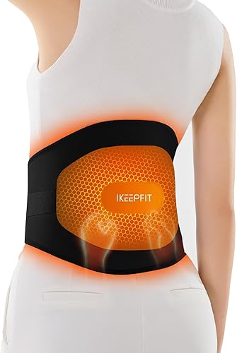 Miniatura 3 de IKEEPFIT Almohadilla térmica portátil para espalda, cinturón térmico inalámbrico con masajeador para aliviar el dolor de espalda baja, funciona con