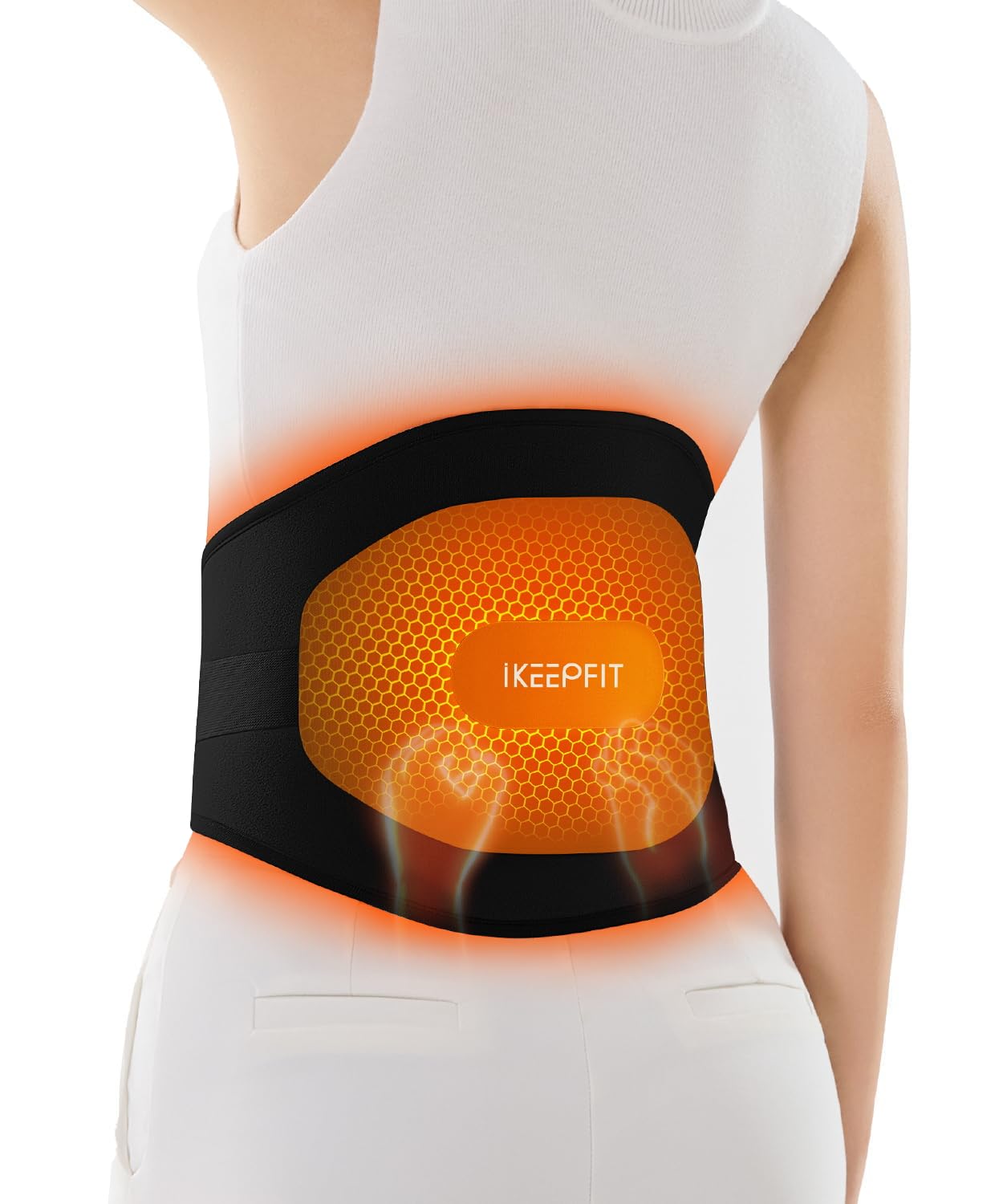 Almohadilla térmica inalámbrica para aliviar el dolor de espalda: MAXwarm 3.0 [2025 actualizada], almohadilla de calor eléctrica IKEEPFIT con masajeador para calambres menstruales, extra grande de 65