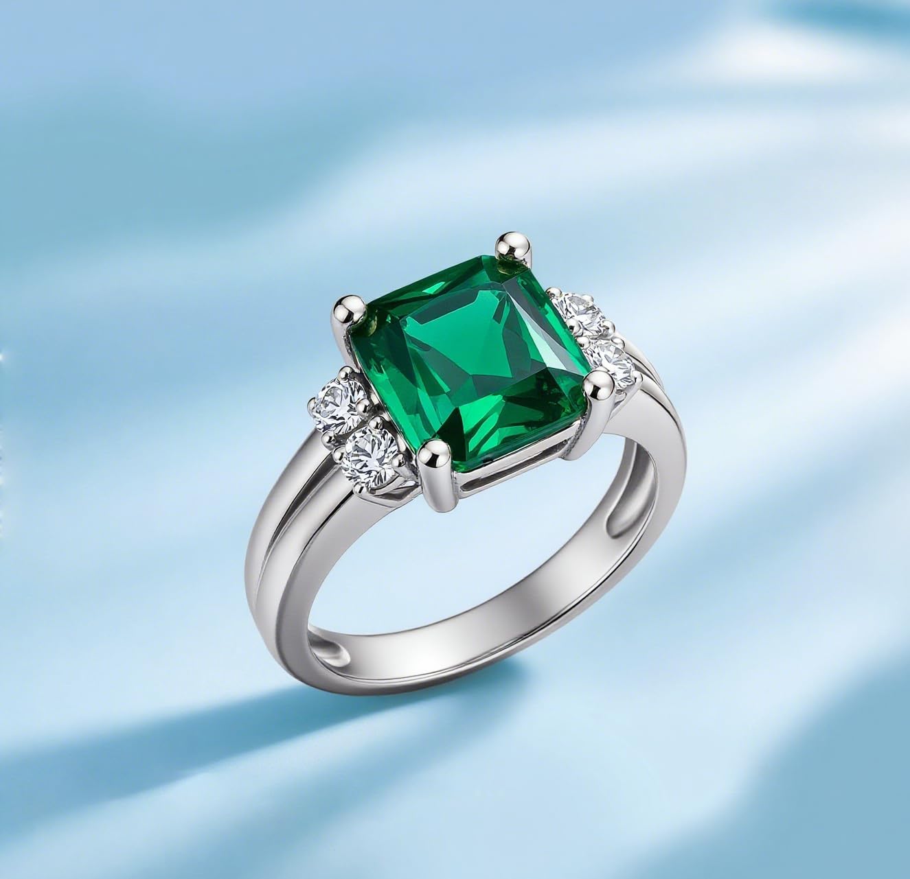 Oval/Square/Heart/Pear Cut Emerald Engagement Ring for Women 10K 14K 18K Gold 2 Carat Created Emerald Rings Promise Engagement Wedding Anniversary Ring for Her Size 3-16