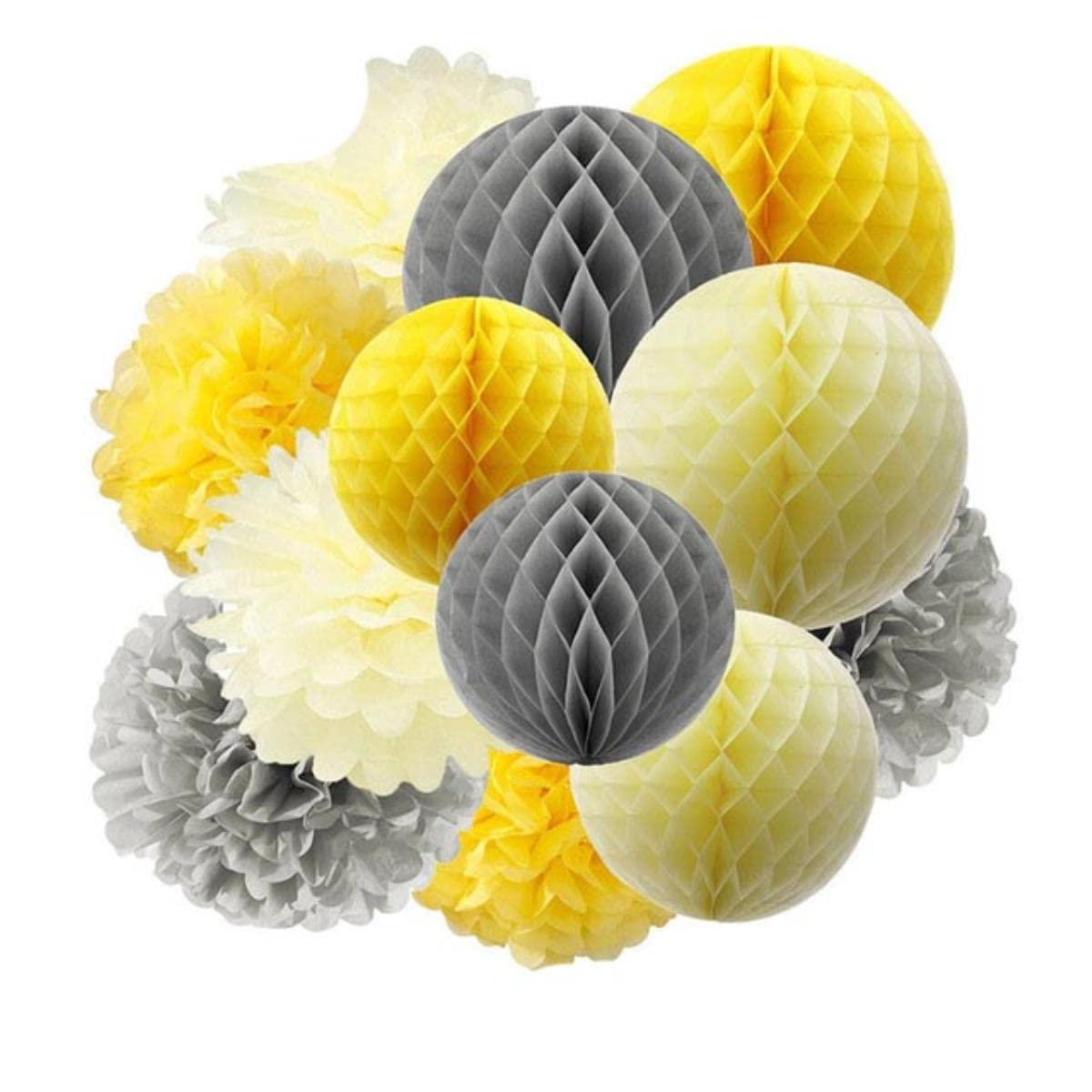 11-16pcs Flores de papel de seda Bola Linternas de papel Pompones Linterna de papel mixto DIY Aniversario de boda Fiesta de ducha Decor-E 12pcs,2 Sets