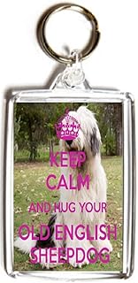 Keep Calm and Hug Your Old English Sheepdog - Double Sided Large Keyring