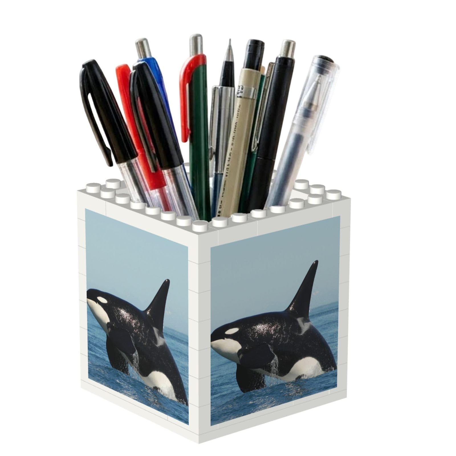 Poadnly Killer Whale Printed, Pen Pot Pencil Holder for Office Home School, Compact Desk Organiser for Office Stationery