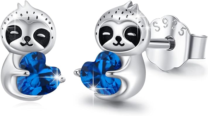 TUGHRA Sloth Earrings Christmas Gifts Jewelry S925 Sterling Silver Sloth Gifts for Women
