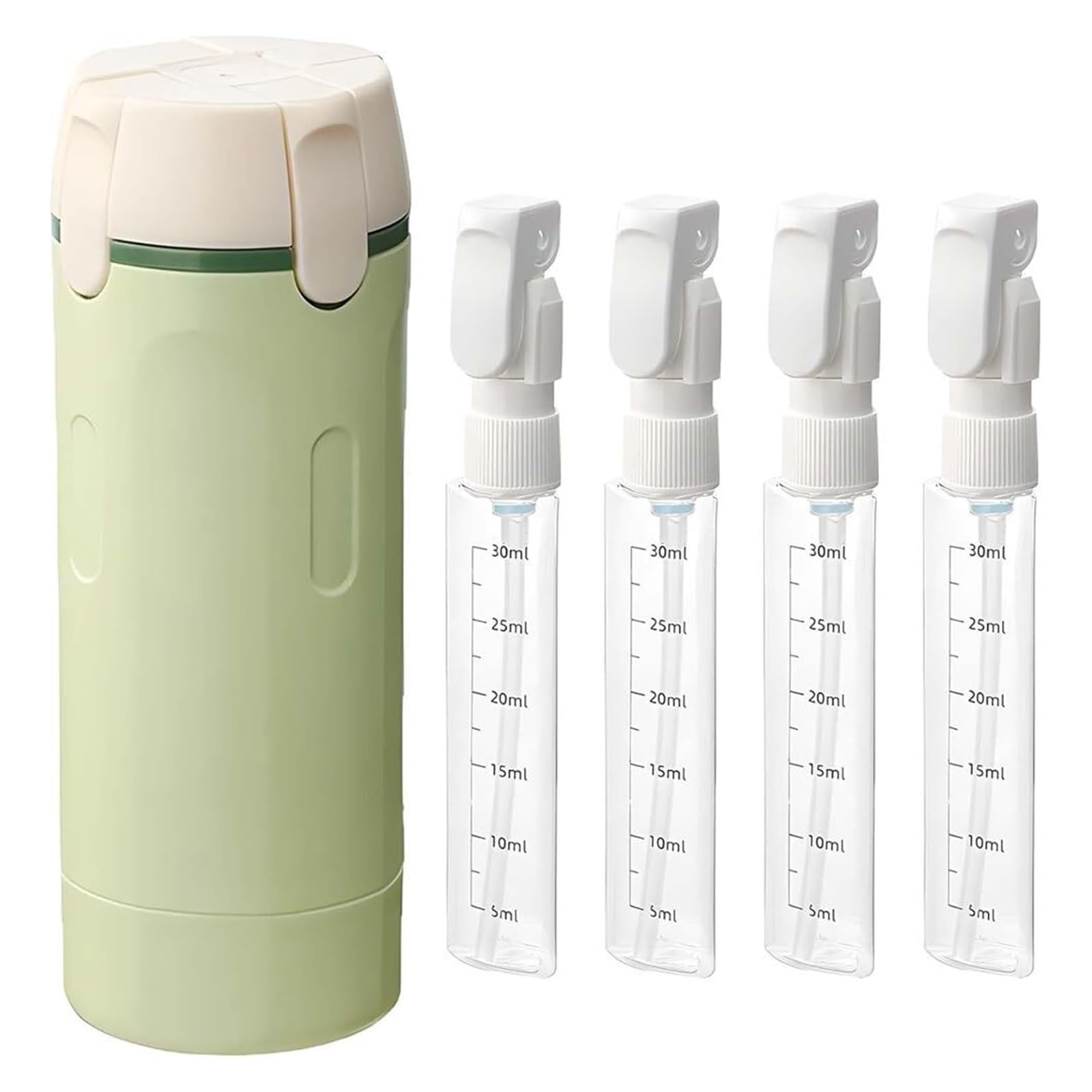 Reiseflaschen 4er Set Nachfüllbar Dicht Verschluss Etikett Grün Shampoo