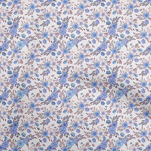 oneOone Cotton Silk White Fabric Floral Quilting Supplies Print Sewing Fabric By The Yard 42 Inch Wide-65