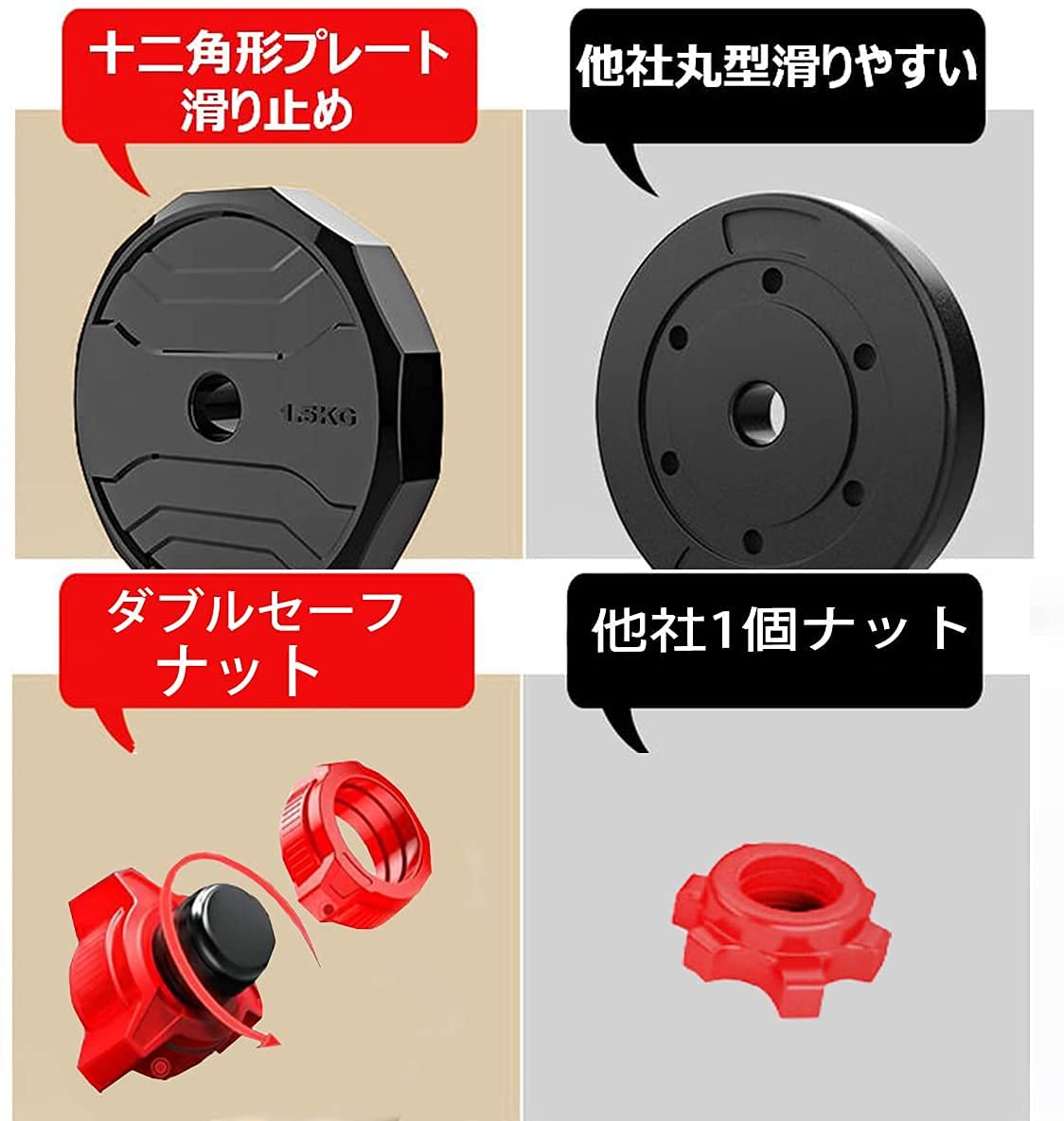 Amazon.co.jp: ダンベル 可変式 12角形構造 XF (（10x2セット