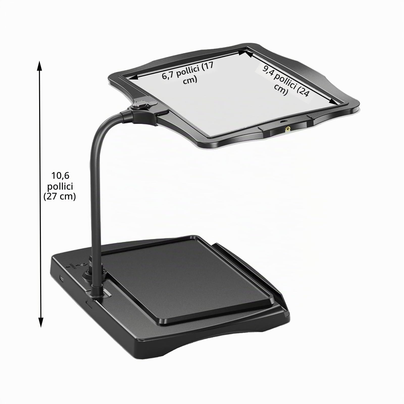 Lente D'ingrandimento Digitale per Ipovedenti Da Tavolo, Display HD, Ausilio Alla Lettura Elettronico, Zoom 4X, Oscuramento a Sfioramento, Design Ricaricabile, per Leggere e Scrivere(Schwarz)