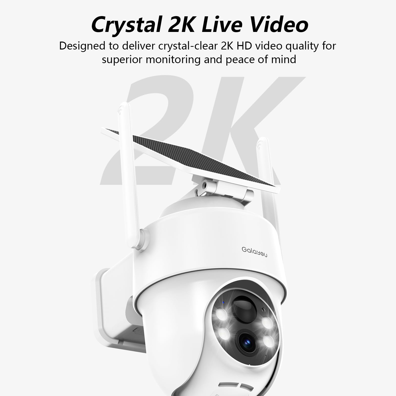 GALAYOU 2K Telecamera Wi-Fi Esterno con Pannello Solare-Videocamra Sorveglianza Esterno Wifi Batteria Wireless con Visione Notturna a Colori, Sensore PIR, Compatibile con Alexa R1 (2)