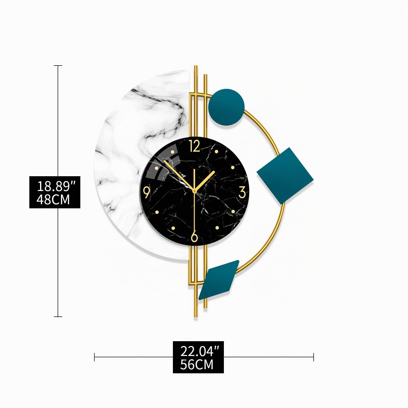 Große Moderne Wanduhr Wohnzimmer Lautlos Quarz Ohne TickgeräUsche | 48cm Schwarz Gold Wanduhr Batteriebetrieben für Schlafzimmer Küche Büro Dekorative Metall Uhr Wand Stille Ohne ticken