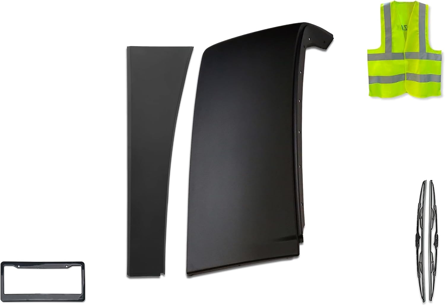 KOZAK Top Upper Behind Cab Cabin Wind Fairing with Extension, Right Passenger Side Compatible with Volvo VNL 2004-2017, Includes Logo, License Plate Frame, Windshield Wipers, and Vest