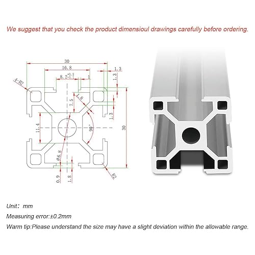 Miniatura 2 de 3030 T ranura de aluminio extrusión para piezas de impresora 3D y CNC DIY plata 1000mmX4