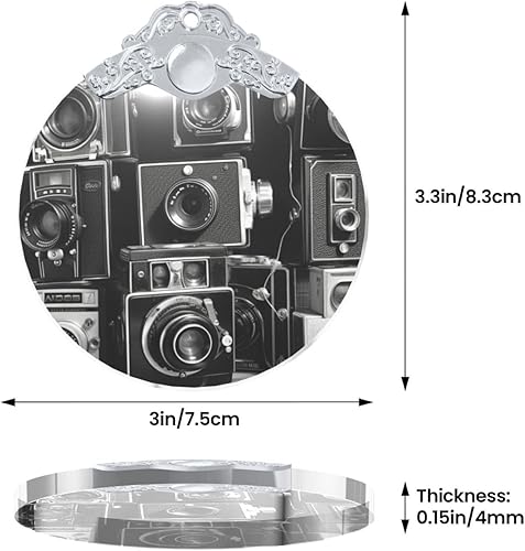 Miniatura 5 de Crystal Christmas Tree Ornaments Retro Cool Camera Collection Hanging Decoration with Gold Rope Christmas Round Glass Pendant Decor Xmas Tree