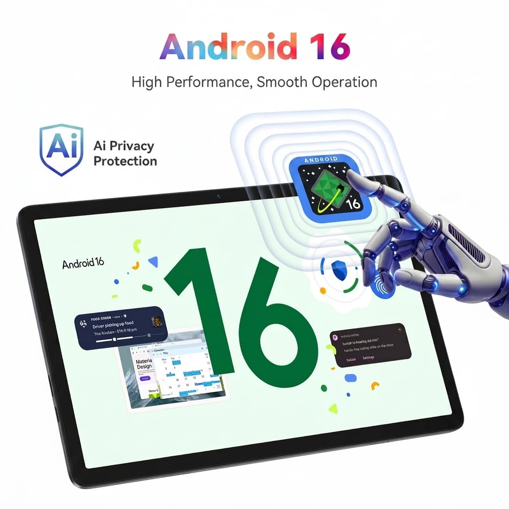 Android 16 Tablet with Keyboard, Android Tablet 10 inch, 24GB RAM (8+16 Extended) 256GB ROM, Gemini Ai, Widevine L1, Fast Charge, 2 in 1 with Mouse and Stand, OTG, 4 Year Warranty — view 2