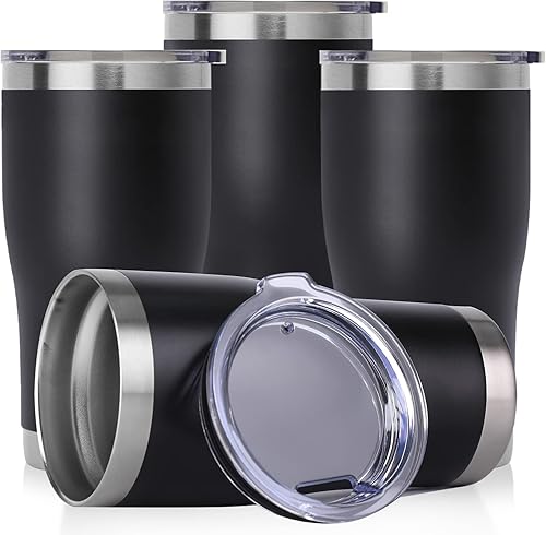 Miniatura 45 de DOMICARE vaso de doble pared con aislamiento al vacío, 20 onzas, con tapa, vaso de viaje de acero inoxidable, vaso de café con recubrimiento