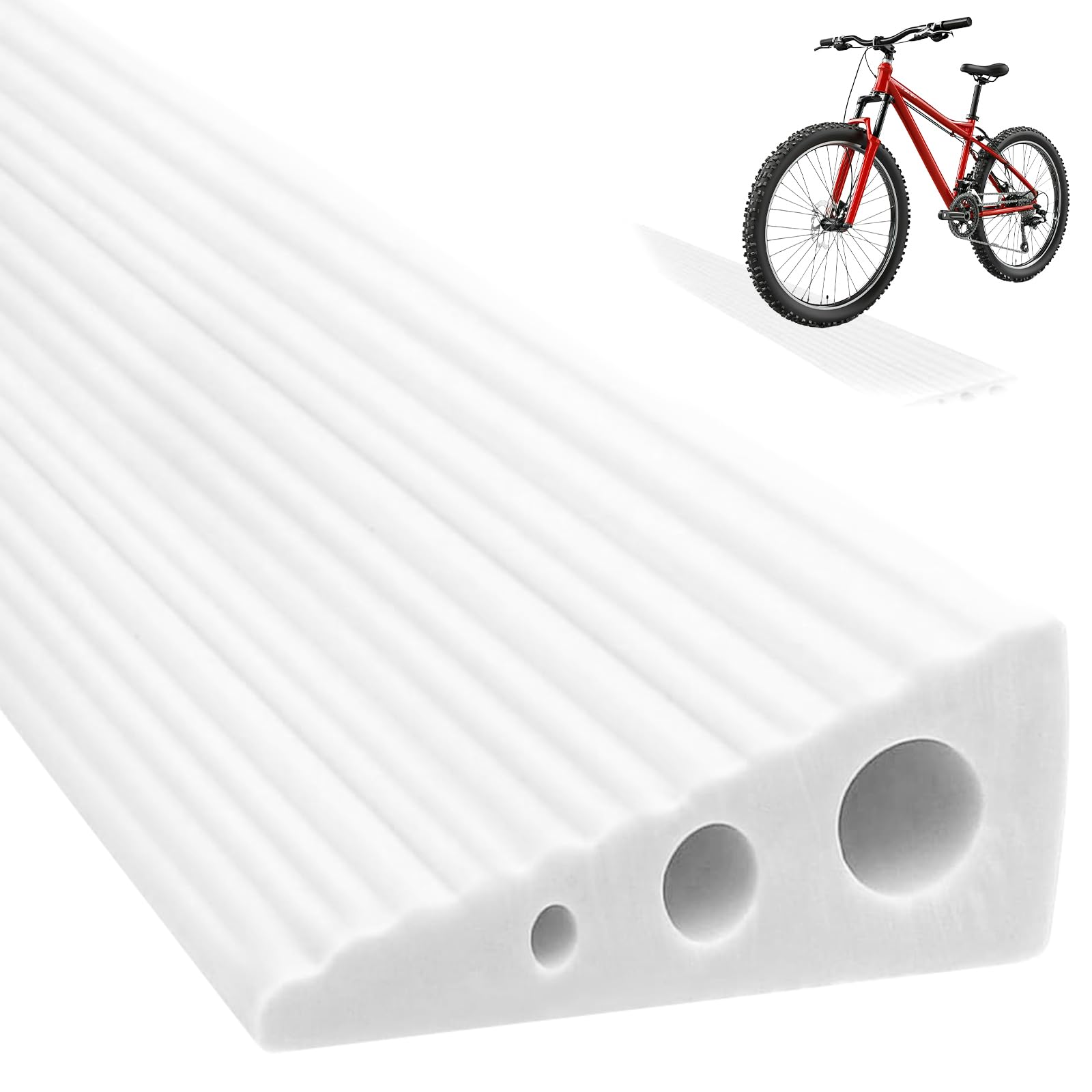 Rampa di Soglia per Porta in TPE, Altezza 2.5 cm, Carico Max 500 kg, Antiscivolo | per Sedie a Rotelle Elettriche, Passeggini, Robot Aspirapolvere, Disabili | Design Resistente (Bianco, 100x6.5x2.5cm)
