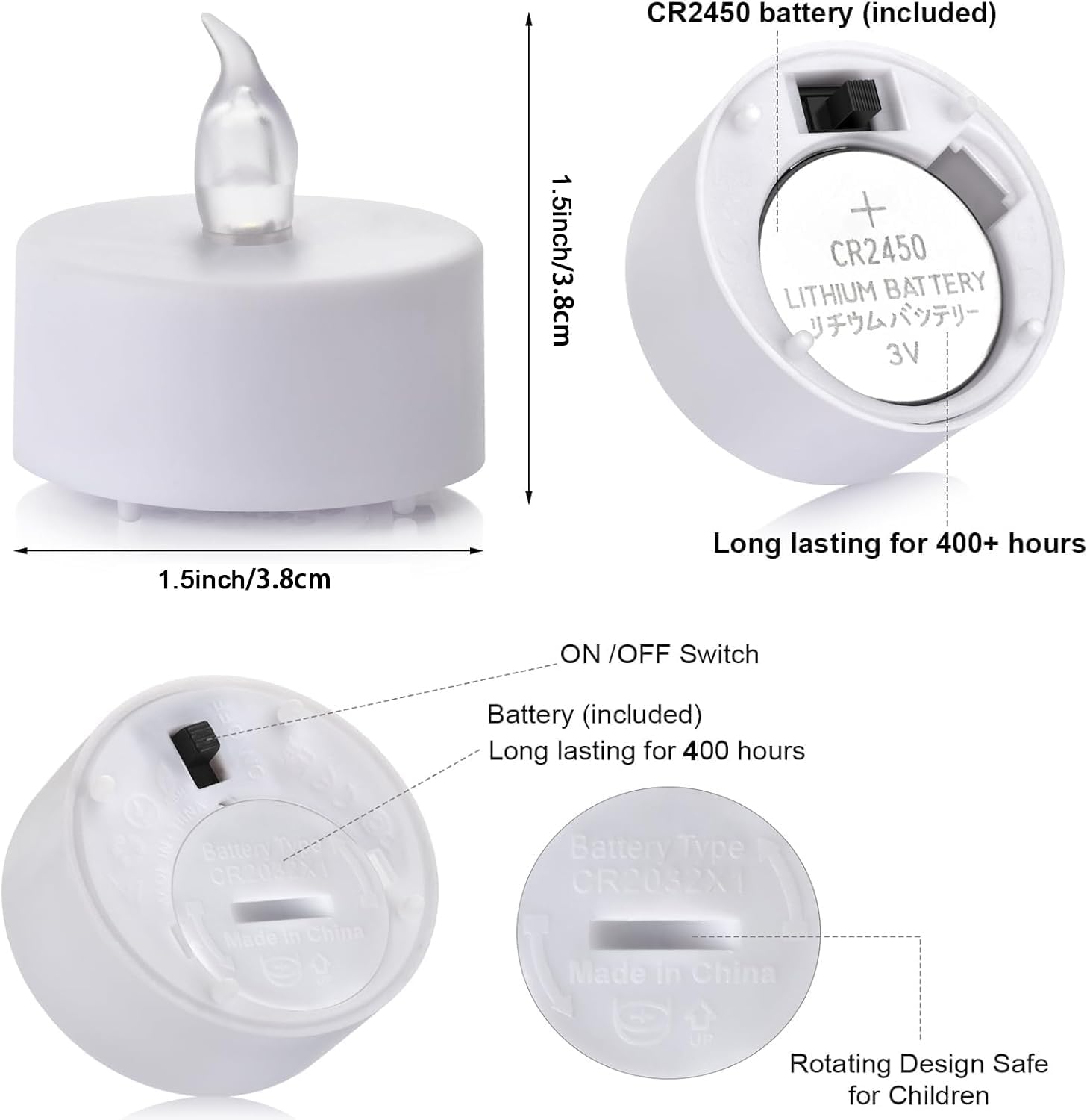 LED Tea Light Flameless Candle with Remote Control WarmWhite 12pcs