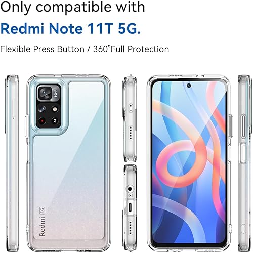 Miniatura 4 de Funda transparente para Poco M4 Pro 5GRedmi Note 11T 5GRedmi Note 11S 5G con protector de pantalla HD, a prueba de golpes de policarbonato duro