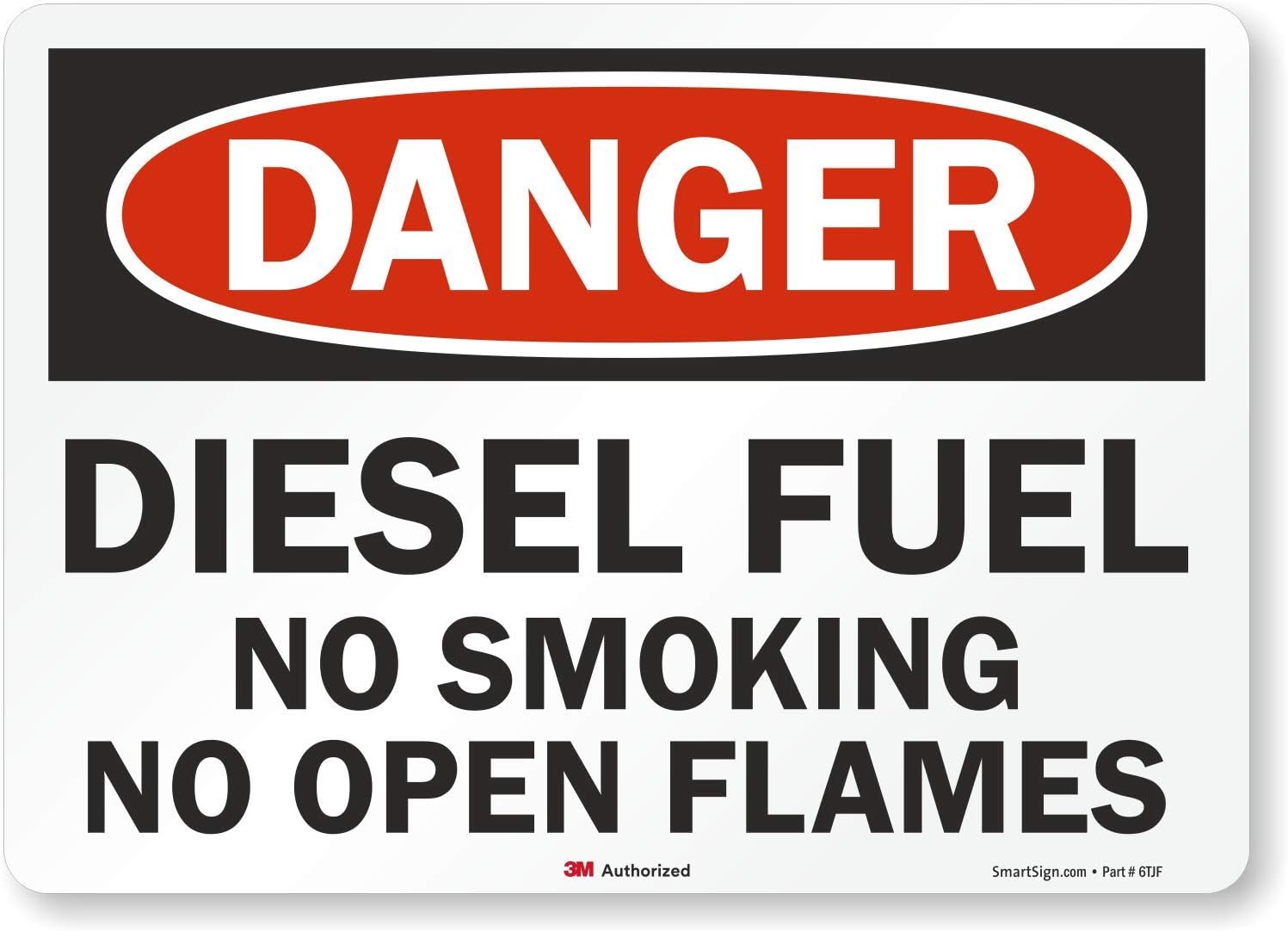 "Danger - Diesel Fuel, No Smoking No Open Flames" Label By SmartSign | 10" x 14" 3M Reflective Laminated Vinyl