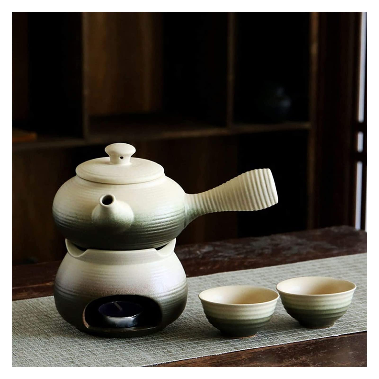 Tasse à saké traditionnelle, verres à vin en céramique, ensemble à saké japonais, bouteille de saké à poignée latérale, ensemble chaud traditionnel en céramique, 4 pièces, poêle à bougie, 1 saké japon