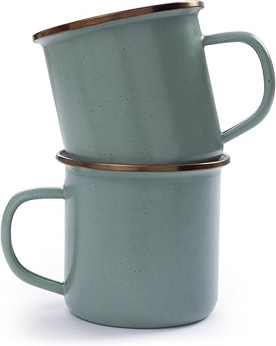 Vista 45 de Barebones Plato profundo esmaltado – Juego de 2 platos llanos – Juego de platos de acero inoxidable horneado acabado a mano – Juego de cocina