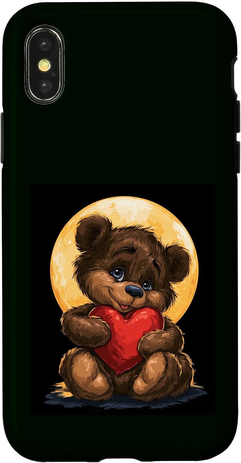Cute Teddy Bear with Heart Woman Girl Kids Heart Teddy Bear Case for iPhone 15 Pro image 5