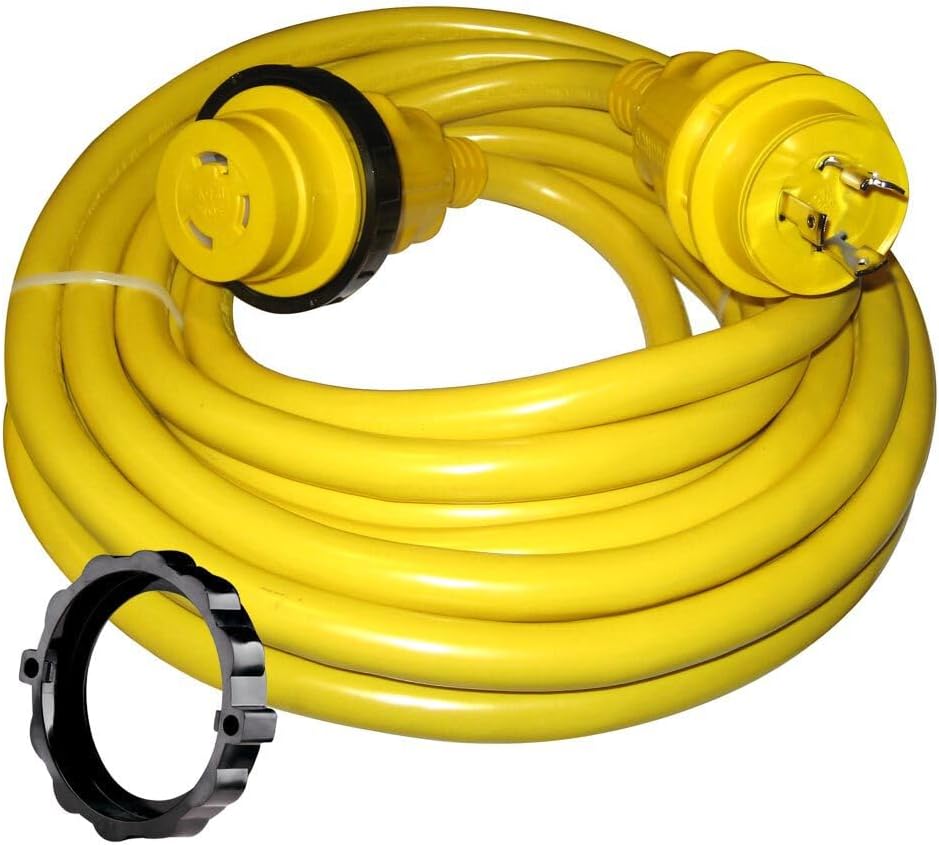 Marinco 30 Amp Power Cord Plus Cordset - 35' - Yellow