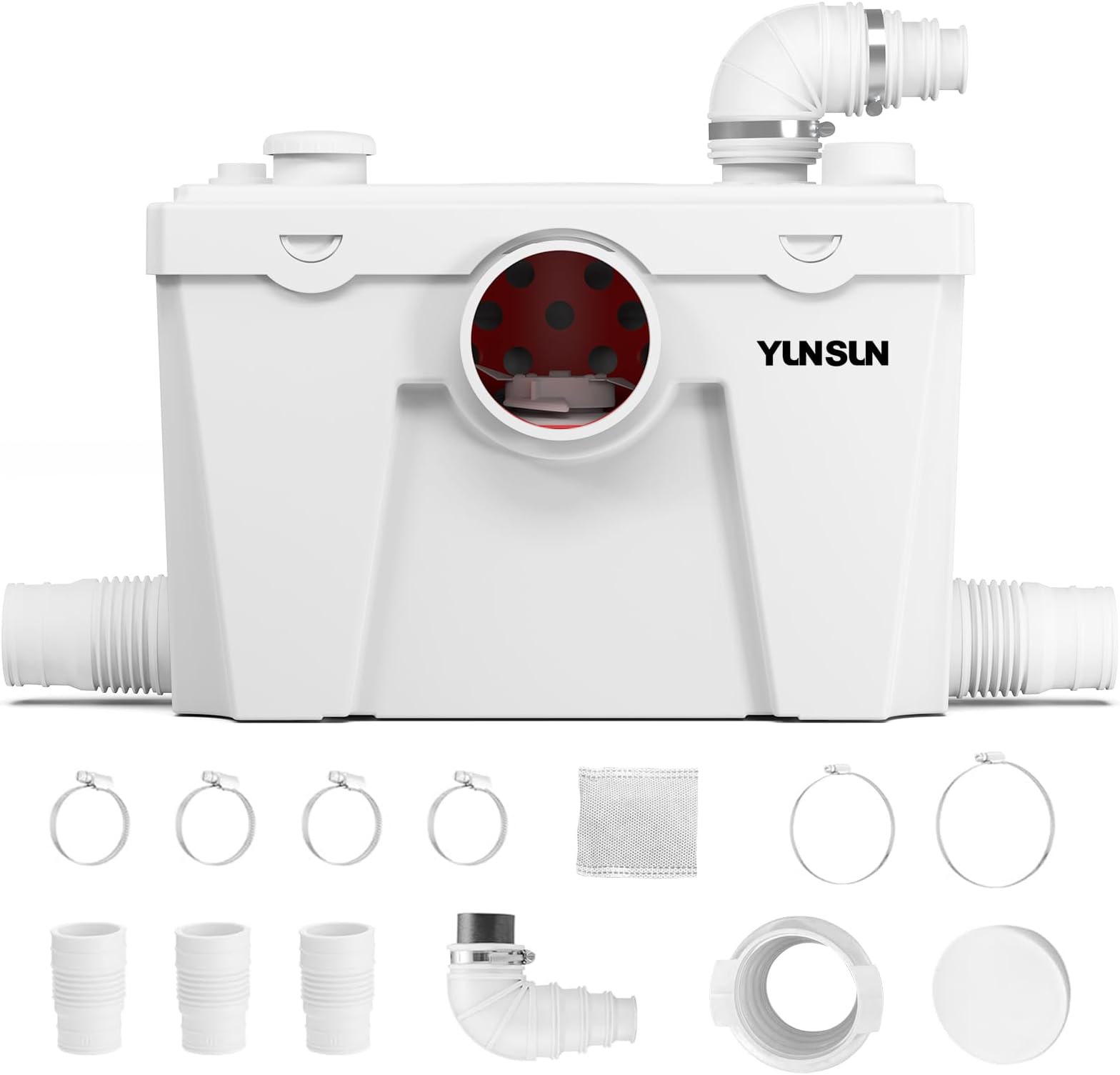 YUNSUN 750W Macerator Pump, Macerator Pump for Basement, with Automatic Drain & Delay Feature, Upgraded 2 Outlets/5 Inlets, Toilet Macerating Pumps for Basement, Sink, Toilet, Laundry, Kitchen