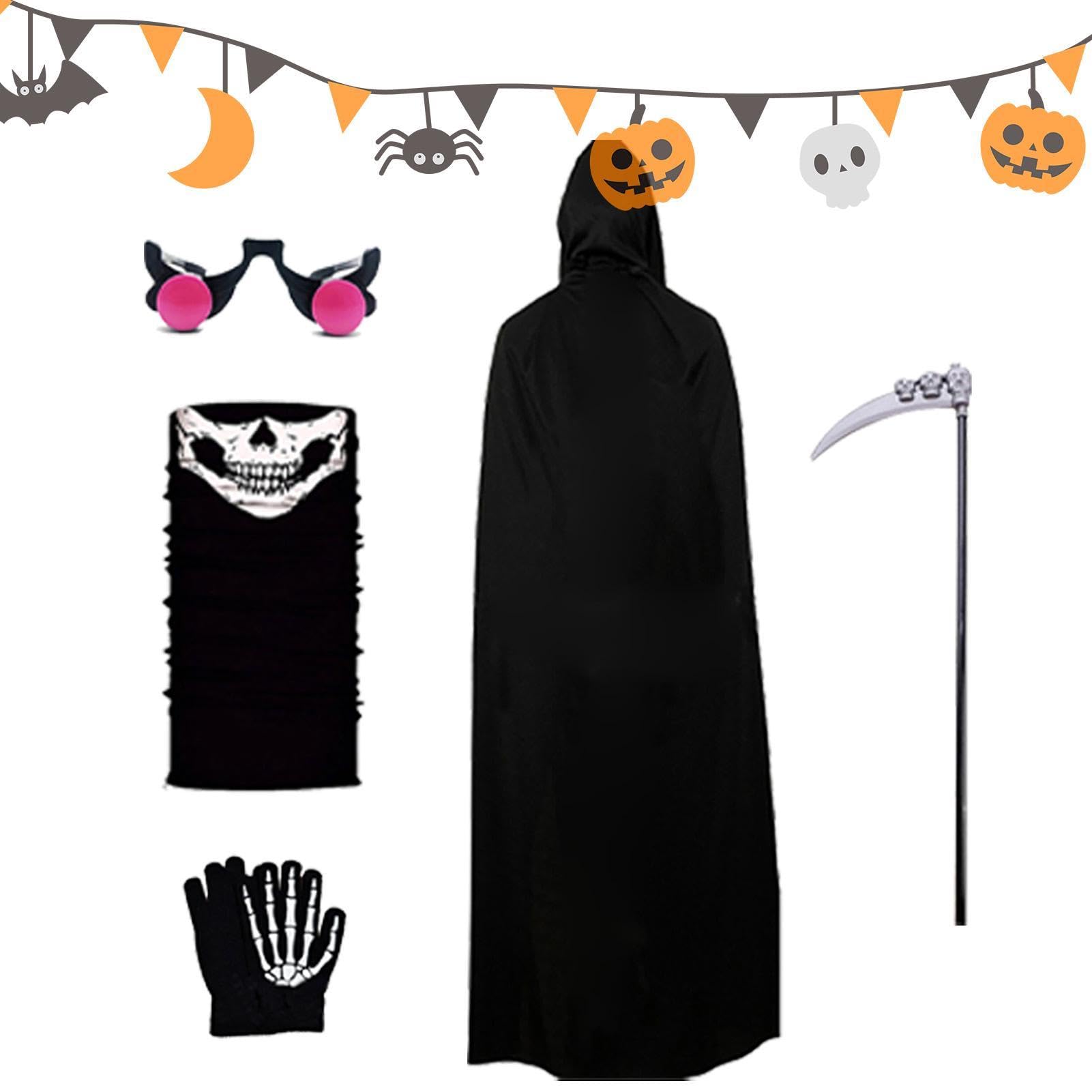 Dziecięca peleryna na Halloween, Cosplay, 5-częściowy strój do odgrywania ról | Dziecięcy kostium świąteczny na występy karnawałowe, maskaradę, imprezę tematyczną, przyjęcie urodzinowe i występy szkolne