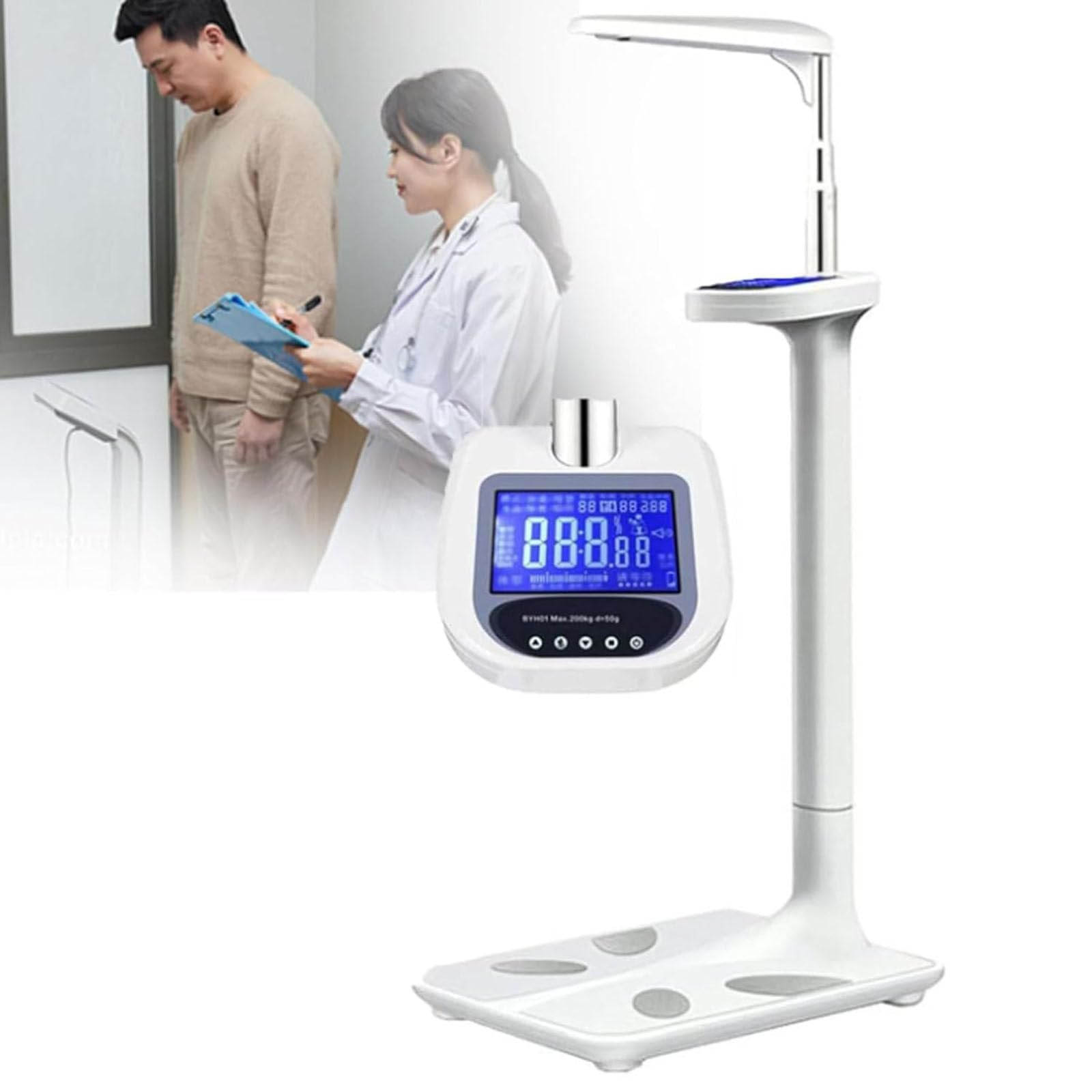 Cyfrowa waga do pomiaru wzrostu i wagi z wyświetlaczem LCD do pomiaru masy ciała/wzrostu/otyłości/BMI, do użytku w biurze, domu i na siłowni
