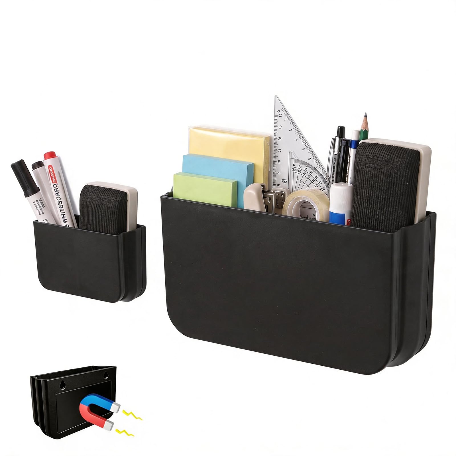 FRETONBA Magnetic Pen Holder Foldable, Magnetic Marker Holder (Black)