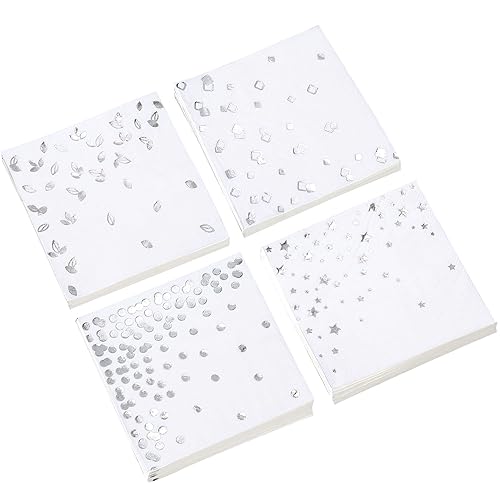 Miniatura 9 de 100 servilletas rosadas – 4 diseños surtidos, servilletas de cóctel de 3 capas plegadas de 5 x 5 pulgadas, servilletas de barra desechables, Variado