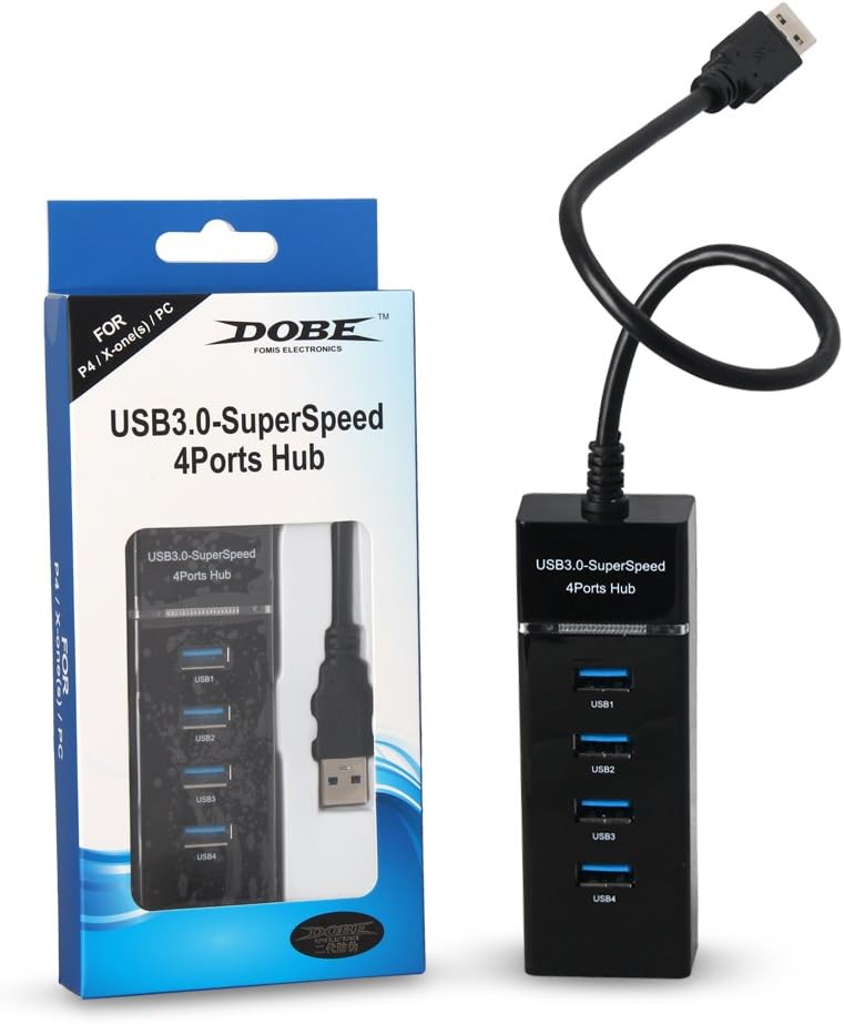 SUNKY USB Hub for PS4, 4-Port USB 3.0 Hub High Speed Splitter Expansion Controller Charger Adapter