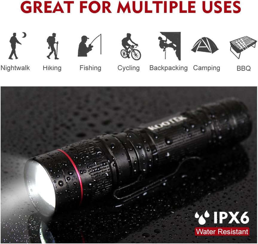 Kootek Mini LED Flashlights Pocket Pen Flashlight 5 Pack Waterproof Zoomable Bright Flashlight for Kids Child Outdoor Hiking Biking Camping Cycling Emergency Light (0.83 Inch Wide)