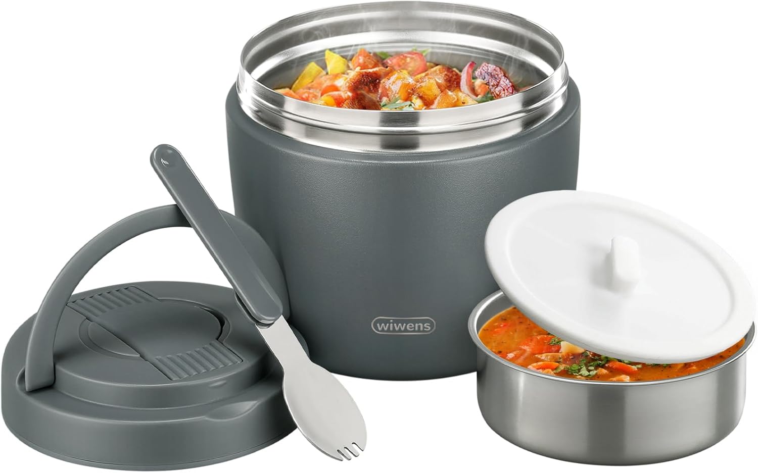 Thermo Food Jar for Hot Food Adults 32OZ Soup Thermo Lunch Containers Wide Mouth Vacuum Insulated Stainless Steel Leakproof Bento Box with Spoon (Khaki)