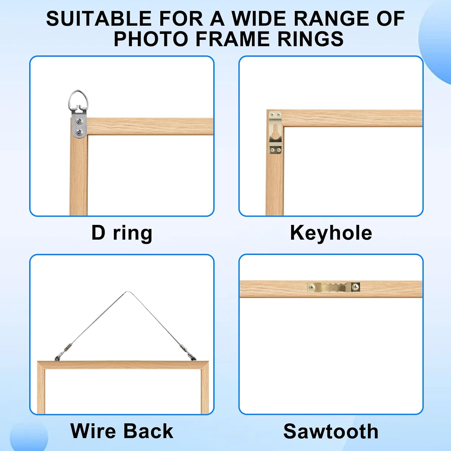 Large Universal Frame Hanger Damage Free Hanging Frame Hangers 8 Picture Hangers with 12 Large Removable Adhesive Strips No Nails Picture Hooks for Bathroom Kitchen Home Door Closet