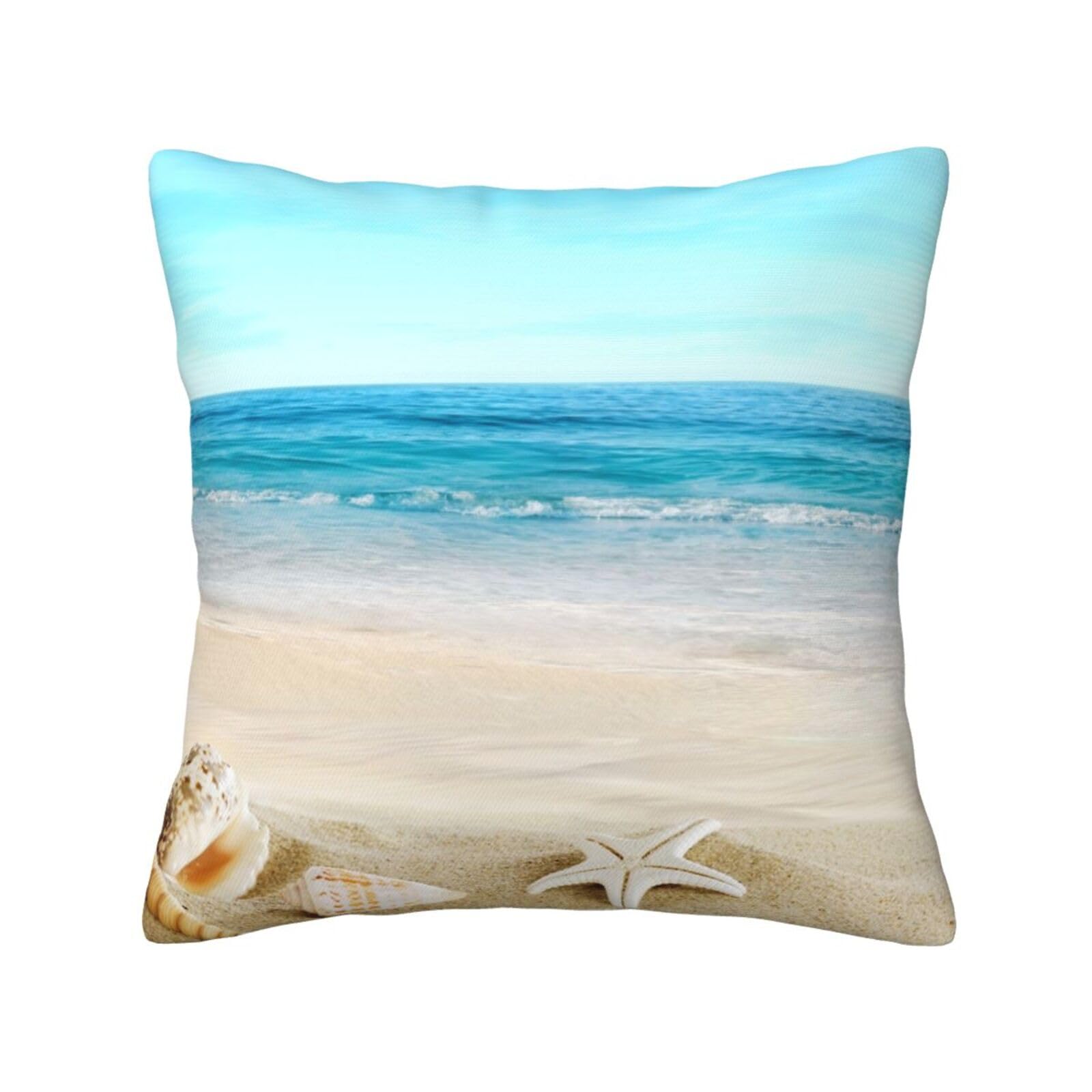 FFSHKOWE Seashells Sand Decorative Throw Pillow Cover Double-Sided Printed Cushion Cover for Sofa Couch Bed Chair 45 x 45cm