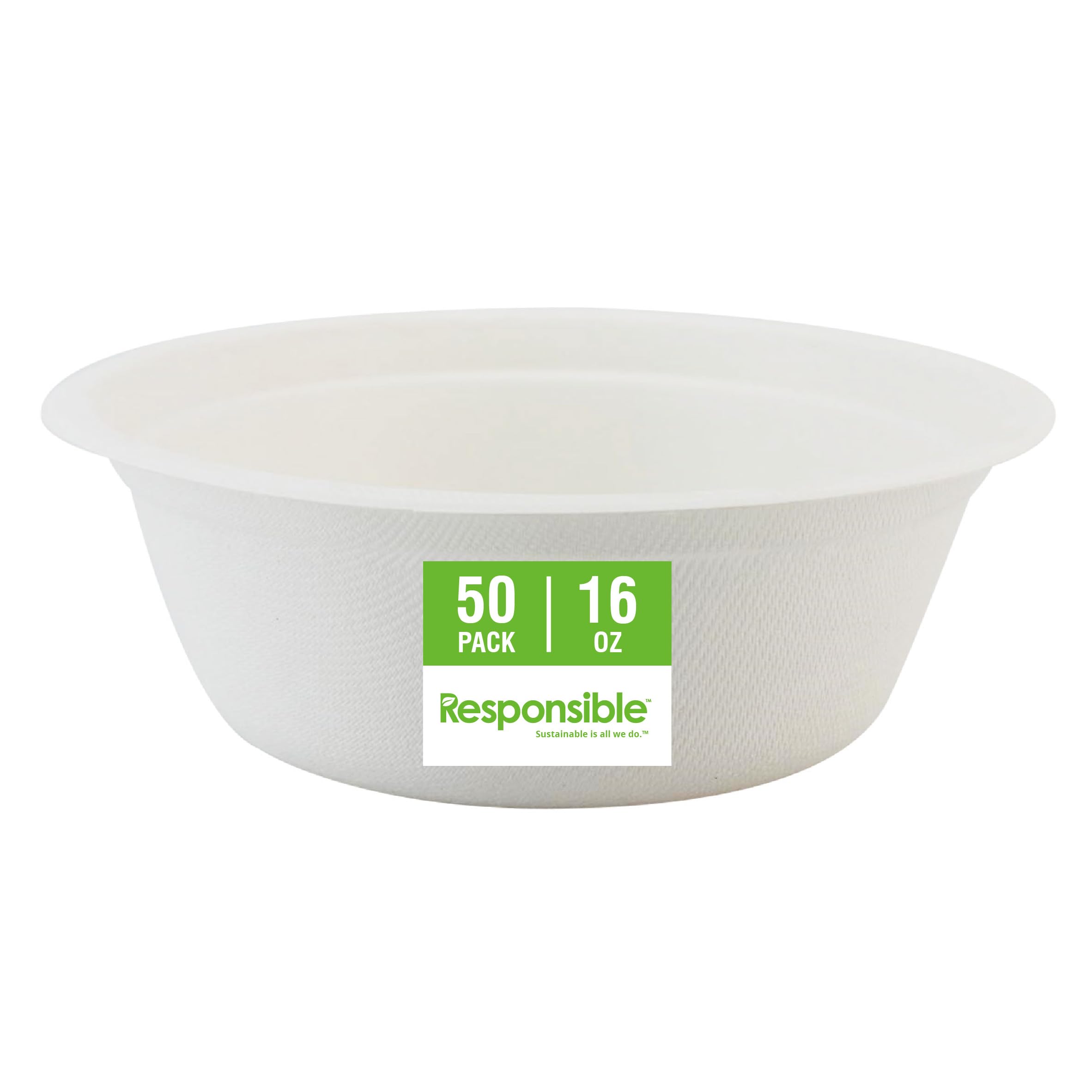 Responsible Products bowls are eco-friendly, Disposable Paper Bowls 16oz For Hot Soup (50 Count),Heavy Duty Paper Dinner Bowls, Dessert Bowls, Made