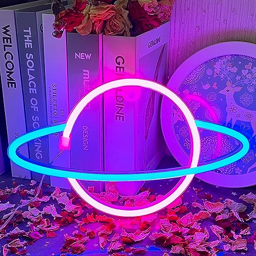 Planet Neon Sign LED Neon Lights Sign LED Planet Neon Signs Wall Decor USB or Battery Powered for Bedroom Kids Living Room Bar Christmas Gaming Room