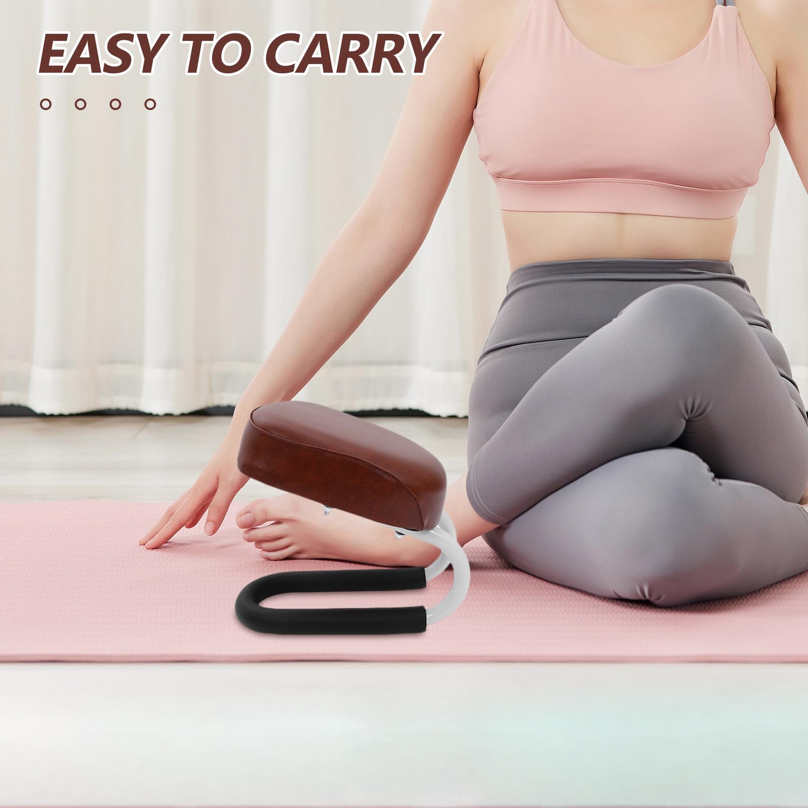 HOMSFOU Banco de Meditación Zen Acolchado para Rodillas, Metal Café