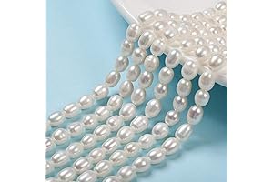 BB Beadthoven 120pcs/3strands Natural Cultured Freshwater Pearl Beads 7-8mm Oval Rice Shaped...